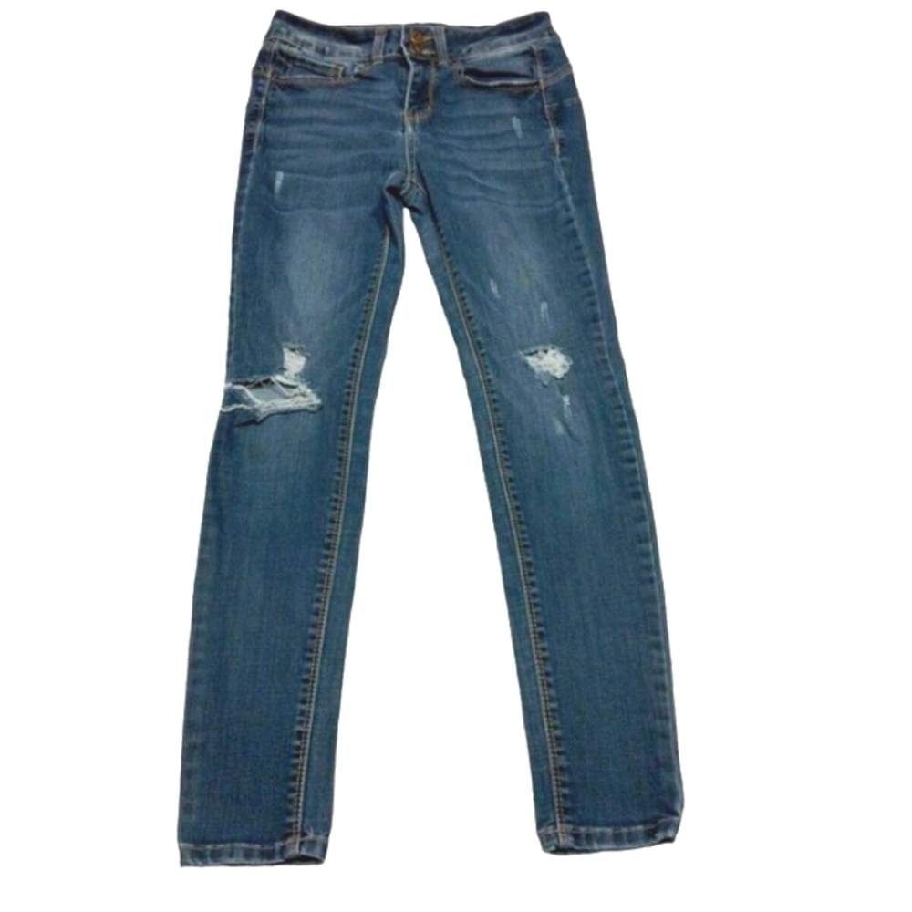 But I Love You Wax Jeans Distressed Denim Blue Jeans Size 3
